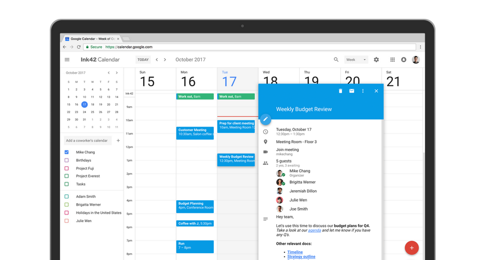 Google Calendar screenshot: Invite multiple guests.